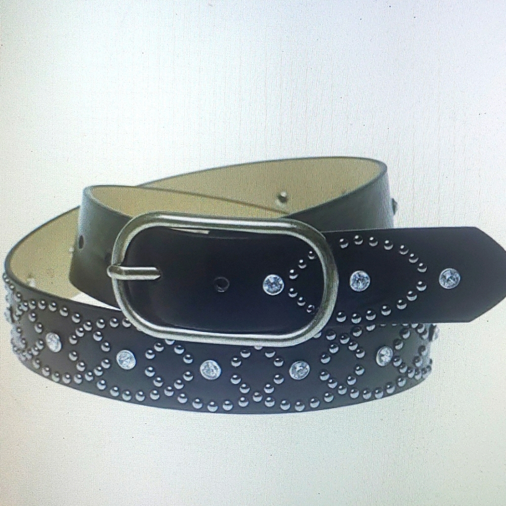 Style & Co Rhinestone Black Belt New Faux Leather